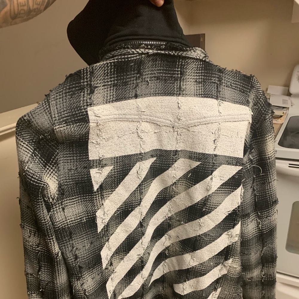 Off white button up sweater with hoodie